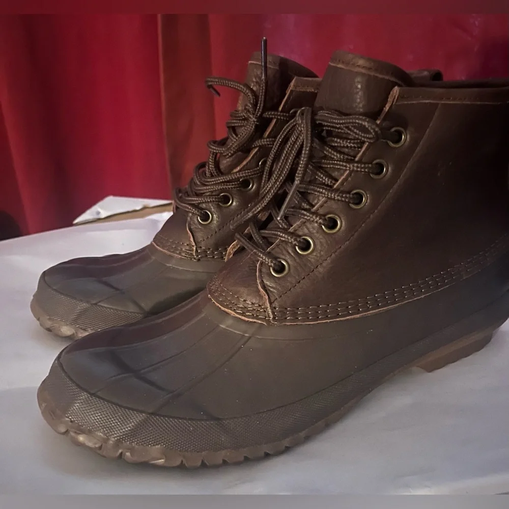 New Men's Heritage duck boots in tumbled leather For Dark Earth Multi, Size 10